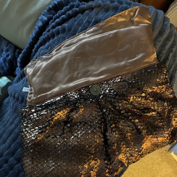 Jessica McClintock Faux Snake Skin Metallic Bronze Evening Bag, Chain - Picture 5 of 8